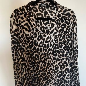 Motel Rocks Leopard Print Button Down Blouse Size Large